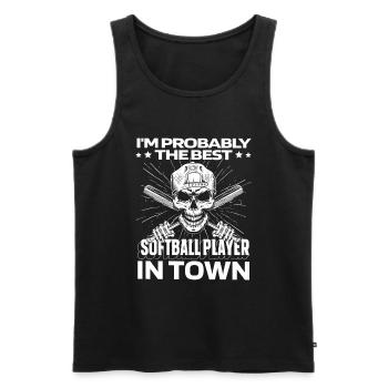 Softball drôle - Débardeur bio Premium Homme - noir - Devant - Michal (187cm)