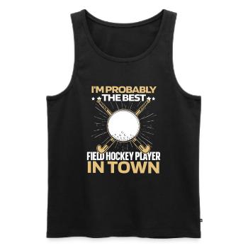 Feldhockey Witzig - Männer Premium Bio Tank Top - Schwarz - Vorne - Michal (187cm)