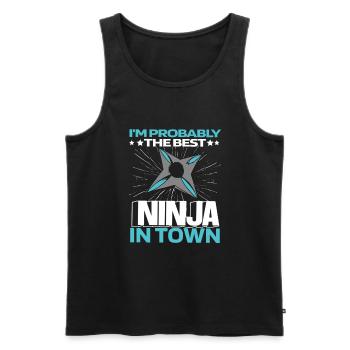 Ninja Lustig - Débardeur bio Premium Homme - noir - Devant - AI Model Male 178 light (178cm)