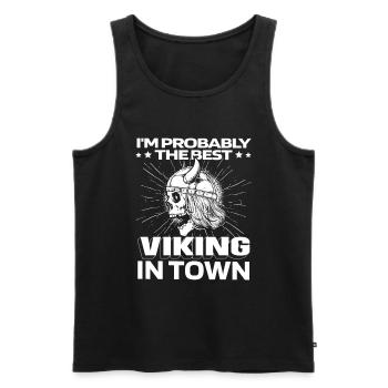 Viking Skull - Men's Premium Organic Tank Top - black - Front - AI Model Male 178 light (178cm)