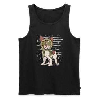 French Bulldog Sunglasses Scarf - Men's Premium Organic Tank Top - black - Front - AI Model Male 178 light (178cm)