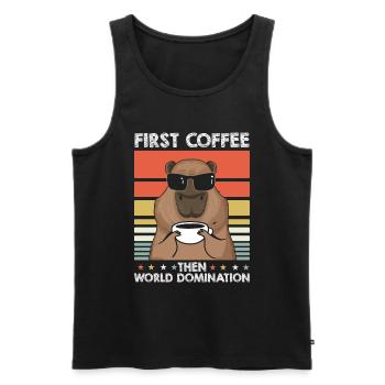 Capybara Wasserschwein Kaffee-Sonnenbrille - Männer Premium Bio Tank Top - Schwarz - Vorne - Michal (187cm)