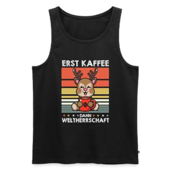 Hirsch Kaffee - Männer Premium Bio Tank Top - Schwarz - Vorne - AI Model Male 178 light (178cm)