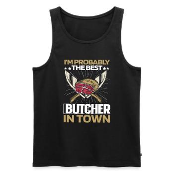 Butcher Butcher Butcher Knives - Men's Premium Organic Tank Top - black - Front - AI Model Male 178 light (178cm)