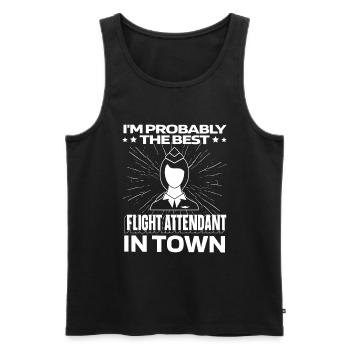 Flugbegleiter Stewardess Lustig - Männer Premium Bio Tank Top - Schwarz - Vorne - Michal (187cm)
