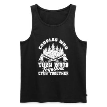 Woodturning Turner Pair - Men's Premium Organic Tank Top - black - Front - Michal (187cm)