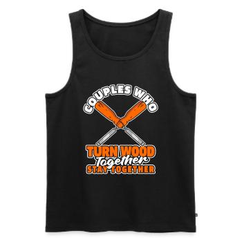 Woodturning Turner Pair - Men's Premium Organic Tank Top - black - Front - Michal (187cm)
