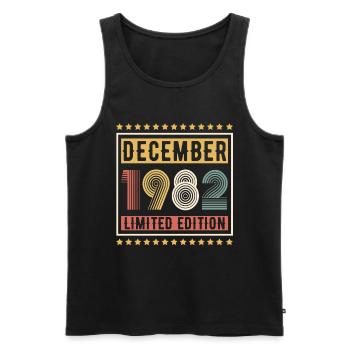 Millésime Décembre 1982 Edition Limitée Anniversaire - Débardeur bio Premium Homme - noir - Devant - AI Model Male 178 light (178cm)