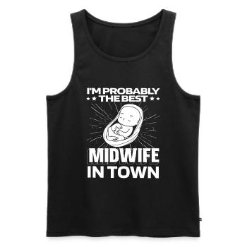 Hebamme Baby - Männer Premium Bio Tank Top - Schwarz - Vorne - Michal (187cm)