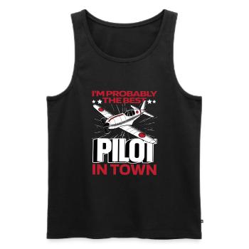 Flugzeug Pilot Lustig - Männer Premium Bio Tank Top - Schwarz - Vorne - AI Model Male 178 light (178cm)