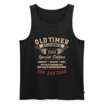 Oldtimer Dezember 1951 Jahrgang Geburtstag - Männer Premium Bio Tank Top - Schwarz - Vorne - Michal (187cm)