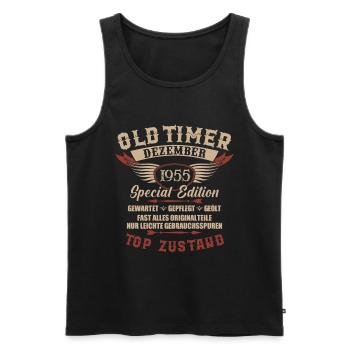 Oldtimer Dezember 1955 Jahrgang Geburtstag - Männer Premium Bio Tank Top - Schwarz - Vorne - AI Model Male 178 light (178cm)