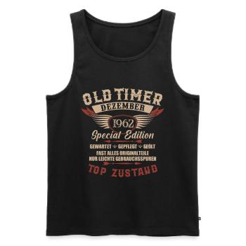 Oldtimer Dezember 1962 Jahrgang Geburtstag - Männer Premium Bio Tank Top - Schwarz - Vorne - Michal (187cm)