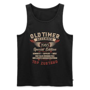 Oldtimer Dezember 1985 Jahrgang Geburtstag - Männer Premium Bio Tank Top - Schwarz - Vorne - Michal (187cm)