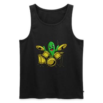 Schlagzeug Drummer Schlagzeuger Kaktus - Männer Premium Bio Tank Top - Schwarz - Vorne - Michal (187cm)