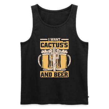 Cactus Garden - Men's Premium Organic Tank Top - black - Front - Michal (187cm)