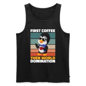 Pinguin Kaffee - Männer Premium Bio Tank Top - Schwarz - Vorne - Michal (187cm)