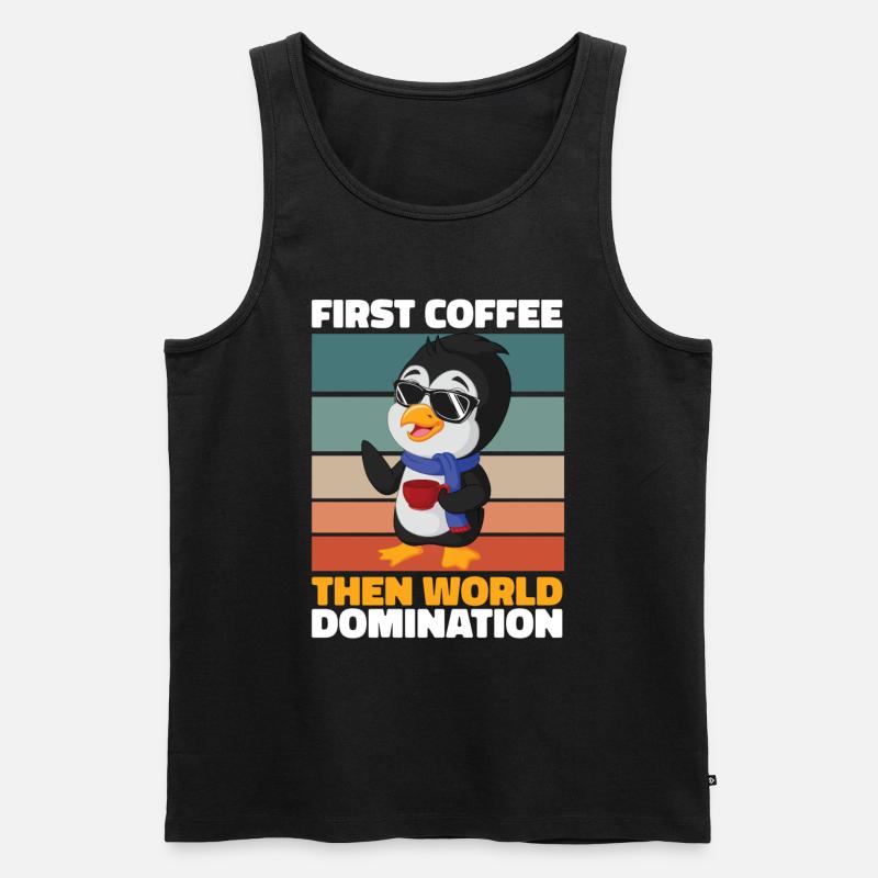 Pinguin Kaffee - Männer Premium Bio Tank Top - Schwarz