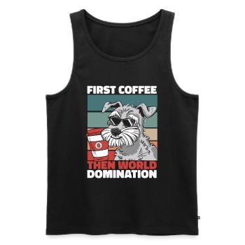 Schnauzer Hund Kaffee Sonnenbrille - Männer Premium Bio Tank Top - Schwarz - Vorne - Michal (187cm)