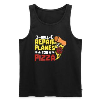 Flugzeug Mechaniker Pizza - Männer Premium Bio Tank Top - Schwarz - Vorne - AI Model Male 178 light (178cm)