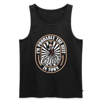 Cello Cellist Humor - Men's Premium Organic Tank Top - black - Front - AI Model Male 178 light (178cm)