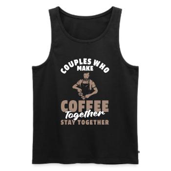 Barista Coffee Couple - Men's Premium Organic Tank Top - black - Front - AI Model Male 178 light (178cm)