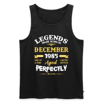 Décembre 1985 Vintage vintage anniversaire - Débardeur bio Premium Homme - noir - Devant - AI Model Male 178 light (178cm)