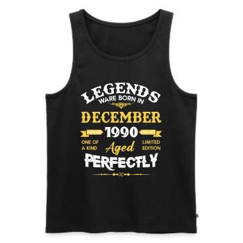 Décembre 1990 Vintage vintage anniversaire - Débardeur bio Premium Homme - noir - Devant - AI Model Male 178 light (178cm)