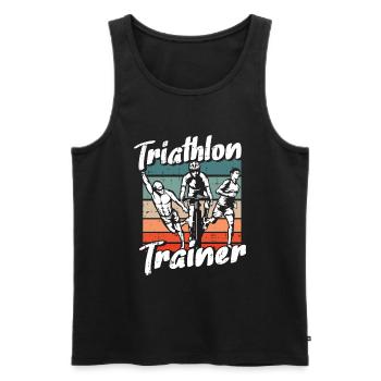 Triathlon Triathlete Trainer - Men's Premium Organic Tank Top - black - Front - AI Model Male 178 light (178cm)