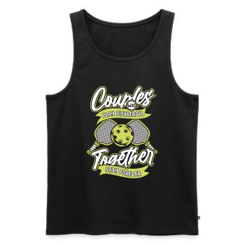 Pickleball pair - Men's Premium Organic Tank Top - black - Front - AI Model Male 178 light (178cm)