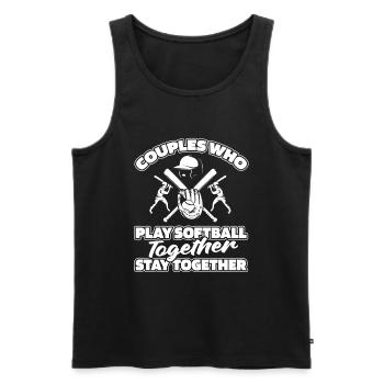Softball Pair - Men's Premium Organic Tank Top - black - Front - AI Model Male 178 light (178cm)