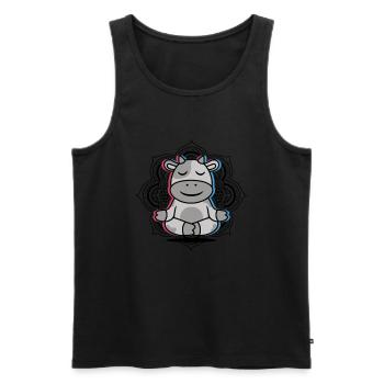 Yoga Rind Mandala Lotusblume Meditation Kuh - Männer Premium Bio Tank Top - Schwarz - Vorne - Michal (187cm)