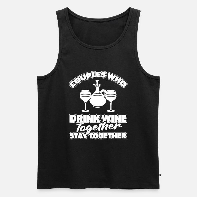Wein Winzer Paar - Männer Premium Bio Tank Top - Schwarz