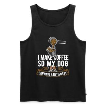 Barista Kaffee Hund - Männer Premium Bio Tank Top - Schwarz - Vorne - AI Model Male 178 light (178cm)