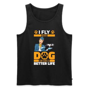 Flugbegleiter Stewardess Hund - Männer Premium Bio Tank Top - Schwarz - Vorne - Michal (187cm)