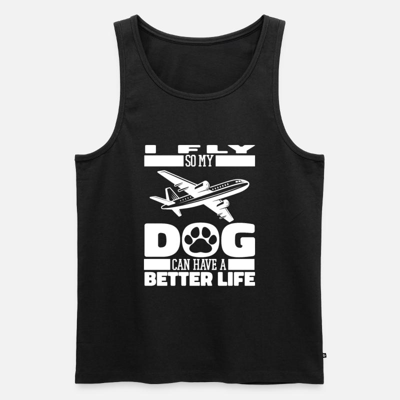 Flugbegleiter Stewardess Hund - Männer Premium Bio Tank Top - Schwarz