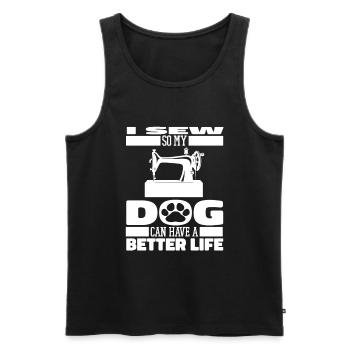 Sewing Sewing Machine Dog - Men's Premium Organic Tank Top - black - Front - AI Model Male 178 light (178cm)