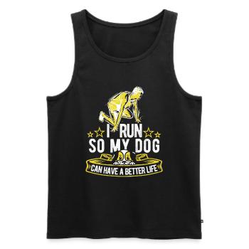 Coureur Jogger Coureur Chien de course - Débardeur bio Premium Homme - noir - Devant - AI Model Male 178 light (178cm)