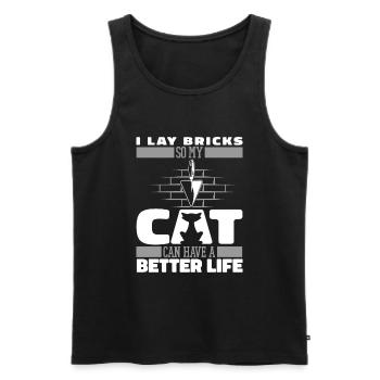 Mason Cat - Men's Premium Organic Tank Top - black - Front - AI Model Male 178 light (178cm)