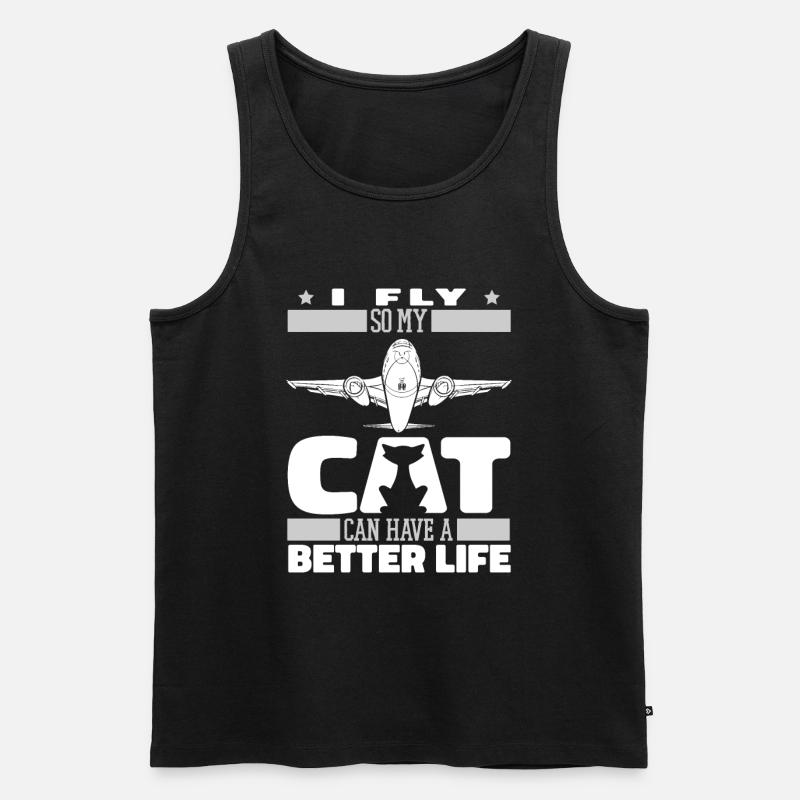 Flugbegleiter Stewardess Katze - Männer Premium Bio Tank Top - Schwarz
