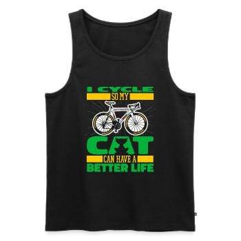 Vélo de route Cycliste Chat - Débardeur bio Premium Homme - noir - Devant - Michal (187cm)