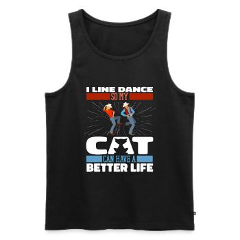Line Dance Katze - Männer Premium Bio Tank Top - Schwarz - Vorne - Michal (187cm)