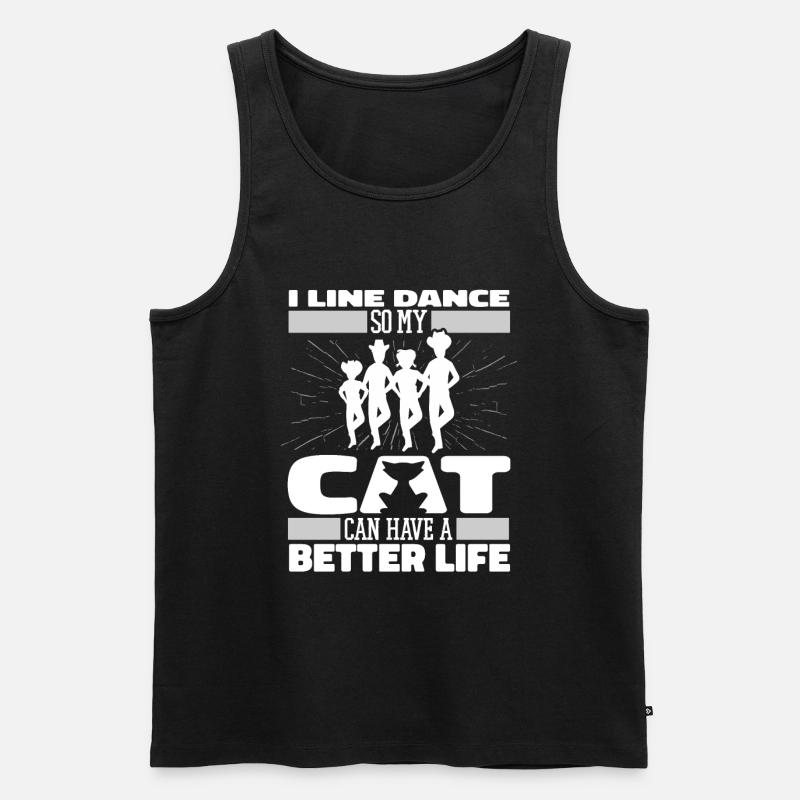 Line Dance Katze - Männer Premium Bio Tank Top - Schwarz