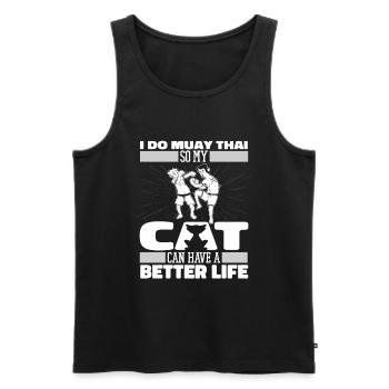 Muay Thai Boxing Chat - Débardeur bio Premium Homme - noir - Devant - Michal (187cm)
