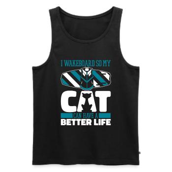 Wakeboard Wakeboarder Cat - Débardeur bio Premium Homme - noir - Devant - AI Model Male 178 light (178cm)