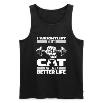 Gewichtheben Gewichtheber Katze - Männer Premium Bio Tank Top - Schwarz - Vorne - Michal (187cm)