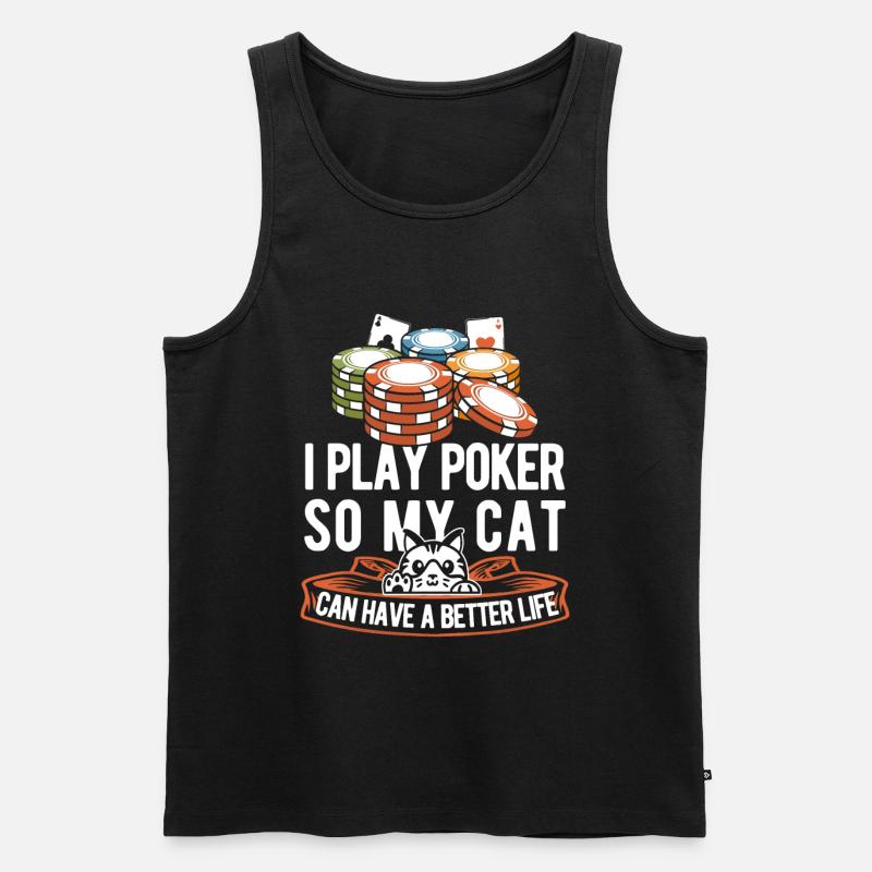 Poker Katze - Männer Premium Bio Tank Top - Schwarz