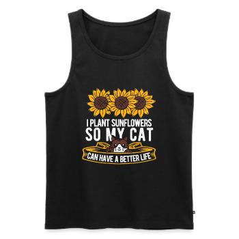 Sunflower Cat - Men's Premium Organic Tank Top - black - Front - Michal (187cm)