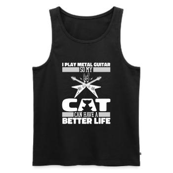 Metal Guitar Rock Guitarist Cat - Men's Premium Organic Tank Top - black - Front - Michal (187cm)