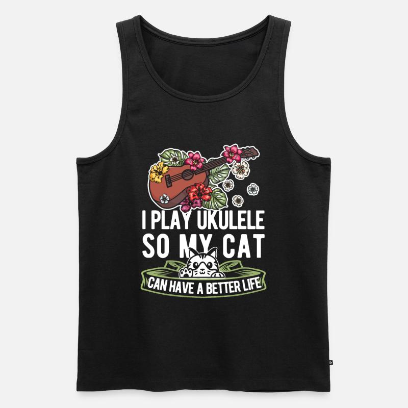 Ukulele Katze - Männer Premium Bio Tank Top - Schwarz